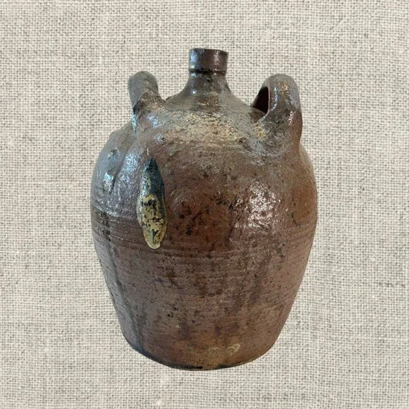 19c French Provincial Stoneware Olive Oil Jug